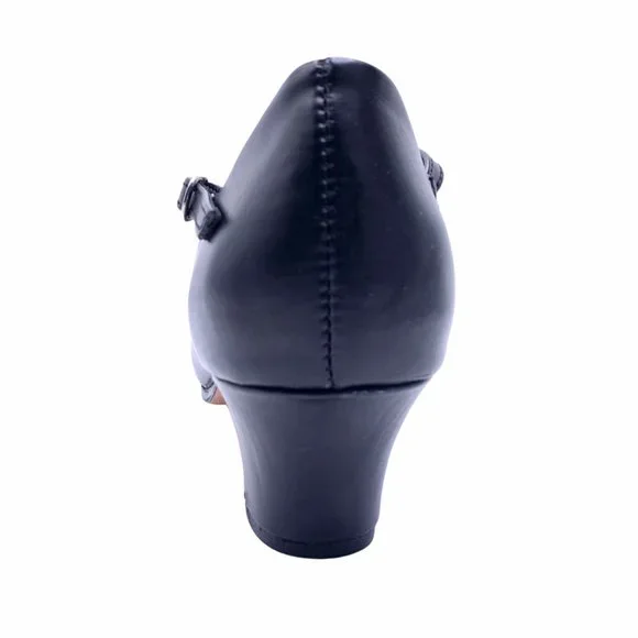 New Black Comfort Character Teens 4 Dance Class Buckle Shoes Dance Salsa Ballrom - Picture 5 of 7